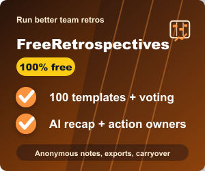 FreeRetrospectives: AI recaps, action owners, exports